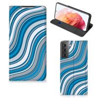 Samsung Galaxy S21 | Hoesje met Magneet | Waves Blue - thumbnail
