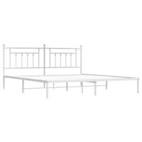 Bedframe met hoofdbord metaal wit 193x203 cm - thumbnail
