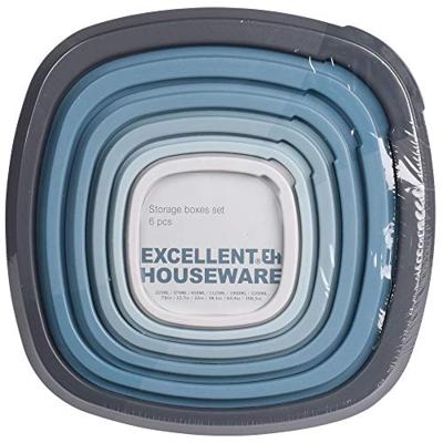 Excellent Houseware Voorraaddozen 6-delig Blauw/Grijs/Transparant