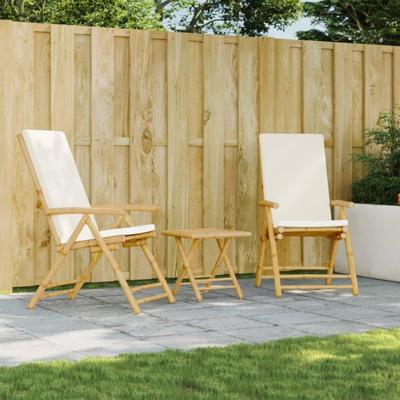 Tuinstoelen 2 st inklapbaar met kussens bamboe