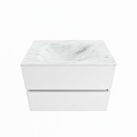 MONDIAZ VICA-DLUX 70cm badmeubel onderkast Talc 2 lades. Inbouw wastafel CLOUD midden zonder kraangat, kleur Opalo. - thumbnail