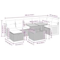 5-delige Loungeset met kussens poly rattan zwart - thumbnail