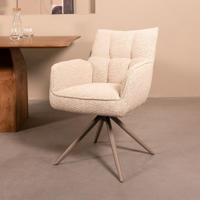 LABEL51 Eetkamerstoel Amalfi - Naturel - Royal Boucle - Taupe Metalen Frame - thumbnail