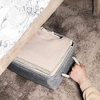 QUVIO Opbergmand met handvaten van touw - Grijs - Set van 6 - thumbnail