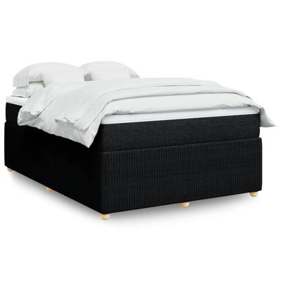 Boxspring met matras stof zwart 140x190 cm