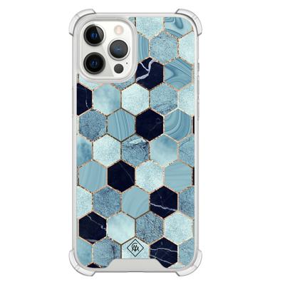 iPhone 12 Pro Max shockproof hoesje - Blue cubes iPhone 12 Pro Max shockproof hoesje - Blue cubes