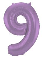 Folieballon Paars Metallic Mat Cijfer 9 - 86 cm - thumbnail