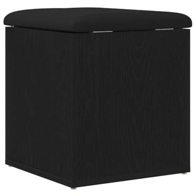 Opslagbank met kussen Zwart eiken 42 x 42 x 45 cm Bewerkt hout