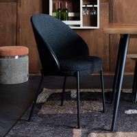 Dutchbone Eetkamerstoel 'Rodin' Essenhout en bouclé, kleur Zwart - thumbnail