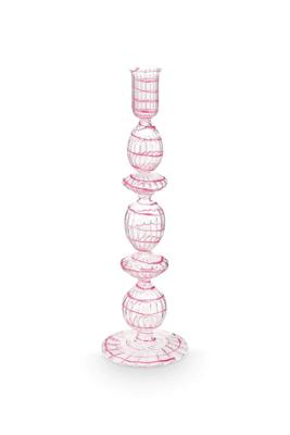 Pip Studio Kandelaar Glas Swirl Roze 28cm
