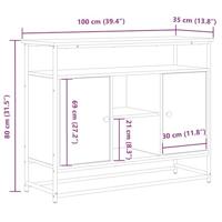 Dressoir artisanaal eikenkleurig 100 x 35 x 80 cm Bewerkt hout - thumbnail