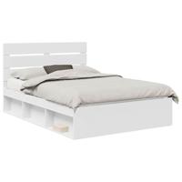 Bedframe met hoofdeinde Wit 160 x 200 cm Massief grenenhout - thumbnail