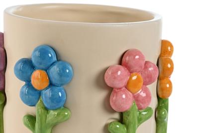 Grondlegger Home ESPRIT Multicolour Crème Dolomite Blommor 20 x 20 x 18 cm