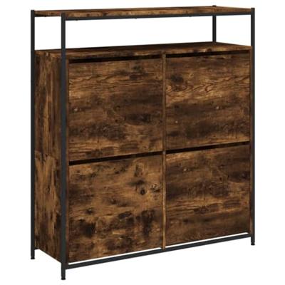 Schoenenkast met 4 klaplades 100x34x112 cm gerookt eikenkleurig