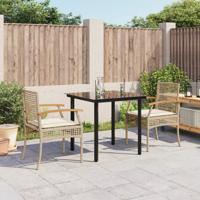 3-delige Tuinset met kussens poly rattan beige - thumbnail