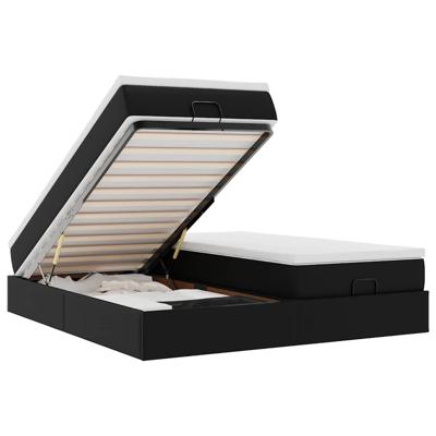 Ottoman bed met matrassen 200x200cm kunstleer zwart