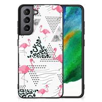 Samsung Galaxy S21FE Dierenprint Telefoonhoesje Flamingo Triangle - thumbnail