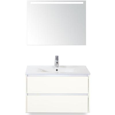 Dante Badmeubelset 80 cm - Wit Hoogglans - Keramische Wastafel Wit Enjoy met Sence Spiegel