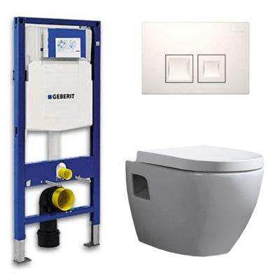 Geberit UP 100 Toiletset - Inbouw WC Hangtoilet Wandcloset - Daley Delta 50 Wit