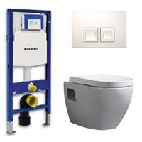 Geberit UP 100 Toiletset - Inbouw WC Hangtoilet Wandcloset - Daley Delta 50 Wit - thumbnail