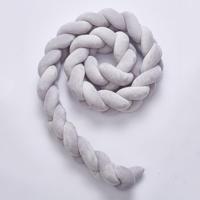 2M pure kleur weven knoop voor baby kamer decor wieg beschermer pasgeboren baby bed bumper beddengoed accessoires (grijs) - thumbnail