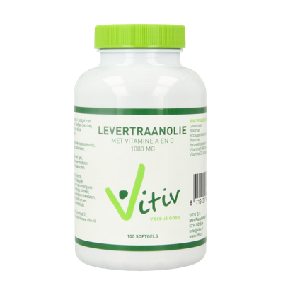 Vitiv Levertraanolie 1000mg vitamine A D 100 Softgels