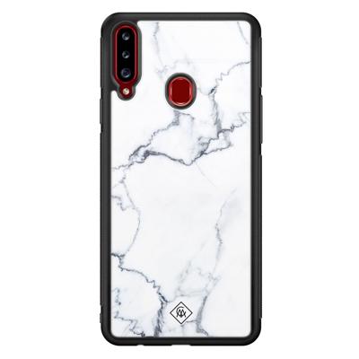 Samsung Galaxy A20s glazen hardcase - Marmer grijs