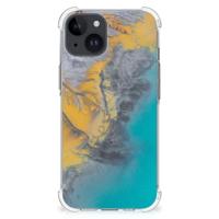 iPhone 15 Plus Anti-Shock Hoesje Marble Blue Gold - thumbnail