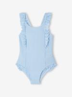 Gestreept 1-delig meisjesbadpak hemelsblauw - thumbnail