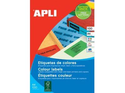 Apli Gekleurde etiketten Ft 105 x 148 mm (b x h), geel, 80 stuks, 4 per blad, etui van 20 blad