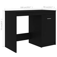 Bureau 100x50x76 cm bewerkt hout zwart - thumbnail