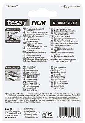 Tesafilm Double-Sided, ft 7,5 m x 12 mm, blister van 2 stuks