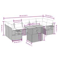 8-delige Loungeset met kussens poly rattan zwart - thumbnail