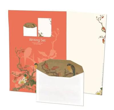 Briefpapier met enveloppen: Album of birds and flowers rood, Hu Feitao, Chester Beatty Briefpapier met enveloppen: Album of birds and flowers rood, Hu Feitao, Chester Beatty