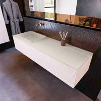 Badkamermeubelset Mondiaz Erin 150 cm met 1 Lade met RIDGE Wastafel Links Linen Zonder Kraangaten Greeploos Mat Underlayment - thumbnail