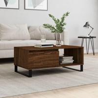 Salontafel 90x50x36,5 cm bewerkt hout bruin eikenkleur - thumbnail