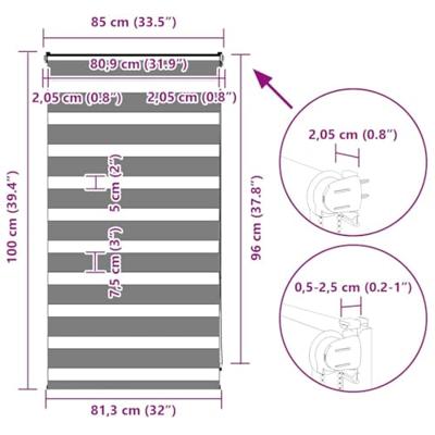 Zebra rolgordijn 85x100 cm stofbreedte 80,9 cm donkergrijs Zebra rolgordijn 85x100 cm stofbreedte 80,9 cm donkergrijs