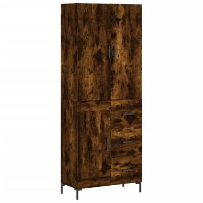 Hoge kast 69,5x34x180 cm bewerkt hout gerookt eikenkleurig