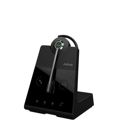 Jabra Engage 65 Convertible, EMEA Touch knop, 2 koppelingen : telefoon + PC Softphone - Standard headband, neckband optioneel - Lichtgewicht headset met 3 extra's (Ear loop, headband, neckband)