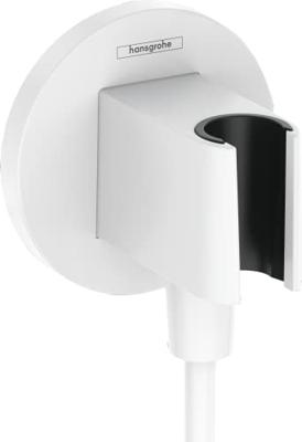 Hansgrohe FixFit S muuraansluitbocht met handdouchehouder, mat wit