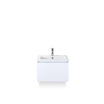 Frozen Badmeubelset 60 cm - Greeplijst in kleur - Wit Hoogglans - Keramische Wastafel Wit 1 kraangat