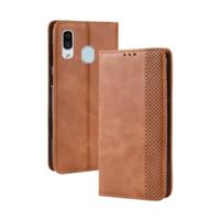 Magnetische Buckle retro Crazy Horse textuur horizontale Flip lederen case voor de Galaxy A20/A30 met houder & kaartsleuven & fotolijstjes (bruin) - thumbnail