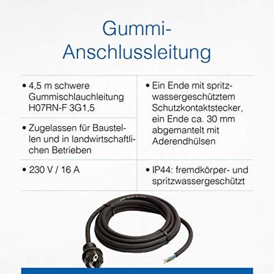 Schwabe Aansluitkabel Neopreen H07RN-F 3x1,5 zwart 4,5m IP44
