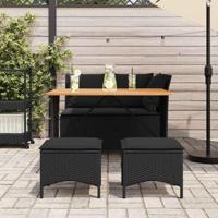 4-delige Tuinset met kussens poly rattan zwart - thumbnail