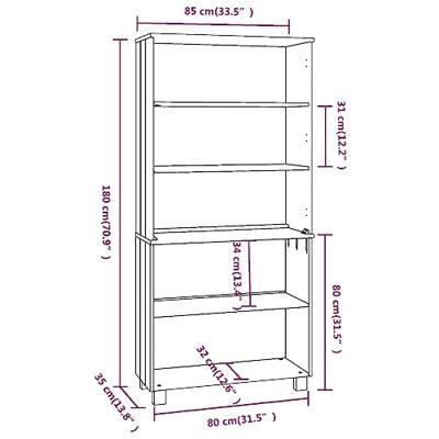 Hoge kast HAMAR massief grenenhout honingbruin