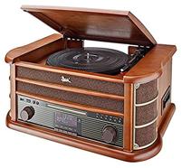 Dual NR 50 DAB stereo nostalgie compleet systeem met platenspeler (UKW/DAB(+) radio, CD (MP3), USB, cassettespeler, AUX-in, directe encoding-functie, afstandsbediening) Bruin - thumbnail