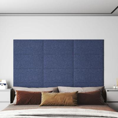 Wandpanelen 12 st 2,16 m 60x30 cm stof blauw Wandpanelen 12 st 2,16 m 60x30 cm stof blauw