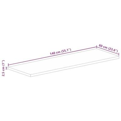Tafelblad rechthoekig 140x60x2,5 cm massief gerecycled hout