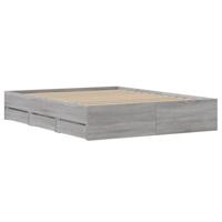 Bedframe met lades bewerkt hout grijs sonoma eiken 140x190 cm - thumbnail