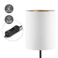 Scandinavische stijl Tafellamp - Corduroy Lampenkap - Cilinder - Wit - ø20 x 40 cm - E27 Fitting - Geschikt voor Woonkamers en slaapkamers - Met schakelaar - thumbnail